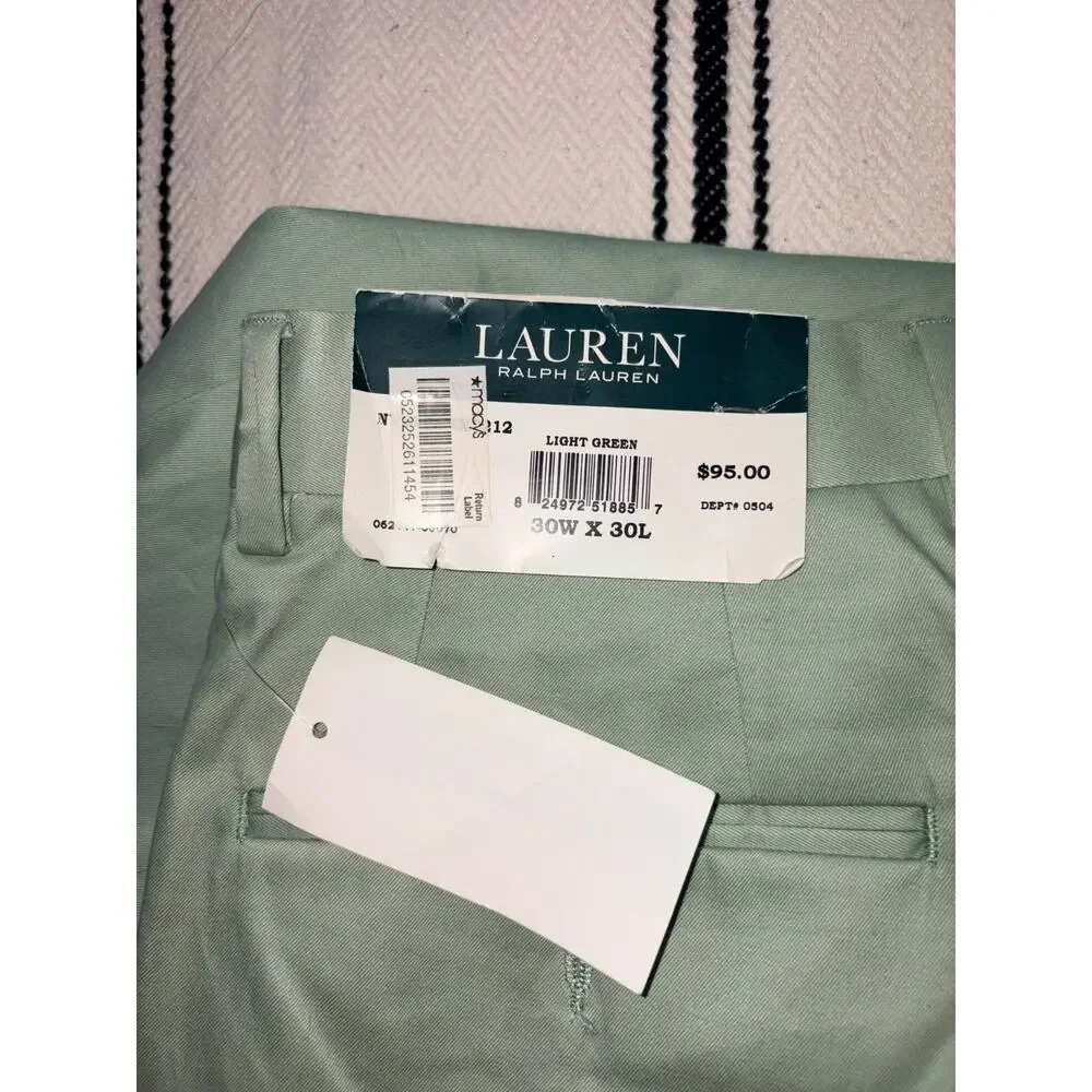 Lauren Ralph Lauren Light Green Pants 30x30 100% Cotton Original Tags Flaw